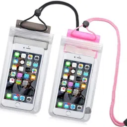 Pouch for Mobile Phone PVC Waterproof Rain Protection Transparent Pouch Cover 7 inches (Multicolour)-image-1