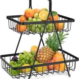 2-Tier Storage Basket | Elegant, SpaceSaving & Perfect for Home, Kitchen, Office Iron Fruit & Vegetable Basket-image-37