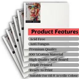 artixtra Canvas Board 6 X 6 Cotton Medium Grain Board Canvas (Set of 6) image 5