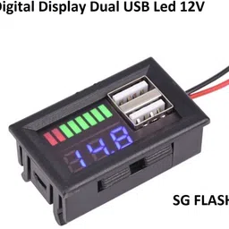 sg flash Digital Display Dual USB LED 12V Car Voltmeter Battery Voltage Meter Tester A Digital Voltage Tester-picture-44