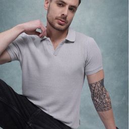 roadster Men Self Design Collared Neck Grey Sweater-picture-16