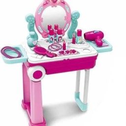 Children Beauty Makeup Kit Pretend Play Fashion Set Toy with Carry case Suitcase Trolley, Light and Music With Necklace, Bracelets, Lipstick, Nail polish.-image-76