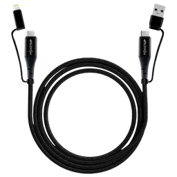 POWERUP Type C to Type C, Lightning, USB to Type C, Lightning 5 Feet (1.5M) 4-in-1 Cable (Tangle-free Design, Black) image 5