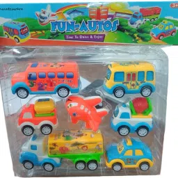 kammateswara Set of 7 heavy plastic cartoon toy vehicle in push and go vehicle image 3