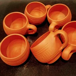 Pack of 6 Terracotta Handcrafted Clay Tea Cups – Set of 6 (100ml) | Eco-Friendly & Microwave Safe-image-66