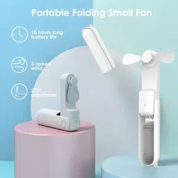 Sampri Portable Handheld Fan Personal Fan Rechargeable Battery Operated Multifunction Foldable Angle With USB Charging And AC Charging Port USB Fan image 4