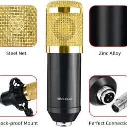 urban infotech BM 800 Mic Set with Shock Mount Ball-Type Anti-Wind Foam Cap and XLR Cable Microphone image 3