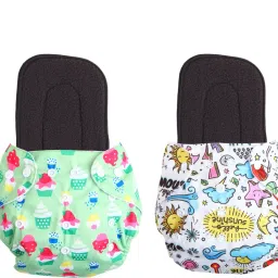 Print Reusable Cloth Diapers + Insert Pad Washable 100% Absorption 0-3 yr Sub-31-26