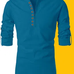 Men Solid Cotton Blend Straight Kurta-image-78
