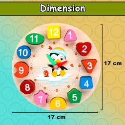 wishkey Wooden Learning Clock With Bead Lace, Educational Digital Analog Numbers, Shape & Color Learning For Kids Montessori Toy image 3