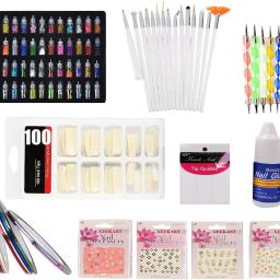 48 Glass Bottles Glitter Stones 10 Nail Tapes 100 Nails Brush Dotting Pen Tipping Guide with Glue Nail Stickers-image-63