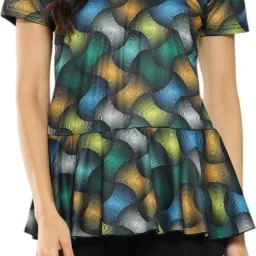 Womens Green-Black Colour Abstract Print Nylon Swim Suit With Cap Printed Women Swim-dress Green Swimsuit-image-47