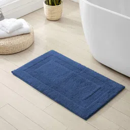 Blue Solid Cotton 24x16 Inches Super Soft Bath Mat By Luxe Home International-picture-19