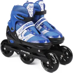 Adjustable Inline Skates (Blaze) | Skating Shoes | PU 3 Wheels|(For 8-12 Years)| In-line Skates - Size UK (2.5 - 6) UK-2