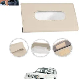Beige Leatherite Rectangle Shape Fancy Design Tissue Dispencer For Car-157 Vehicle Tissue Dispenser-21