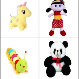 4 Elegant Soft Toys Combo caterpillar,panda,sofia doll & unicorn for your Kids - 25 cm-image-61