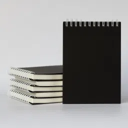 Spiral Eco-Friendly Notepad Black Cover,White Wiro A6 Note Pad Dotted 100 Pages-19