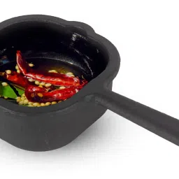 Pre-Seasoned Cast Iron Vaghar/Chounk Pan for Frying Dal/Spices - 5.3inch Tadka Tadka Pan 13.4 cm diameter 0 L capacity-16