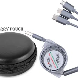 BUFONA Multi USB Retractable Charging Cable 3in1 Multiple Charger Adapter +Carry Pouch Charging Pad-0