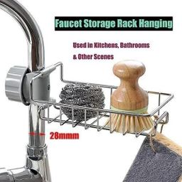 Dish Drainer Kitchen Rack Soap DIsh Stainless Steel Sink Caddy Organizer,Tap Organiser Clip Storage Steel-image-67