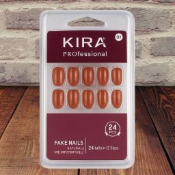 Artifical Fake Nails with Buffer & Glue, Natural False Nails For Women-A01 Peanut Brown-image-35