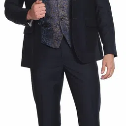 arrow Men Reversible Waistcoat Self Design Three Piece Suit Self Design Suit-picture-31
