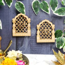 Haoser Pair of 6 Wooden Shubh Labh for Diwali Décor, 6 Shubh 6 Labh Wooden Cut-outs-image-45
