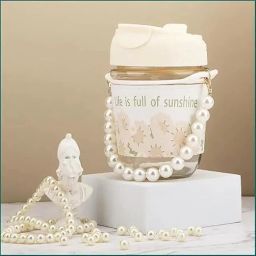 Designer Glass Tumbler with Pearl Handle – 350 ml-image-35