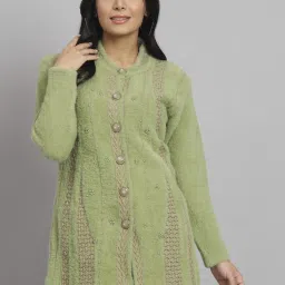 Wool Blend Embroidered Coat For Women-image-66