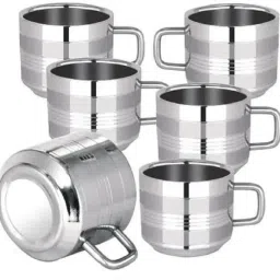Pack of 6 Stainless Steel Royal Premium Tea & Coffee Cup-image-1