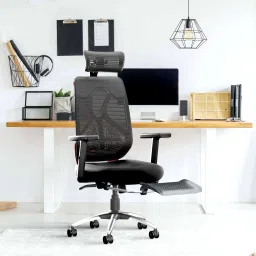 CELLBELL C190 Berlin High Back Executive Chair with Footrest, 3D Armrest, Black Mesh Office Adjustable Arm Chair-picture-11