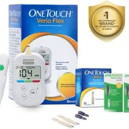 Verio Flex Blood Glucose Monitor with 50's Verio strips with 50 Delica Plus Lancets Glucometer-5