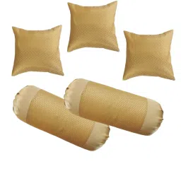 With Cover,Combo Set Of 3 Premium Cushions & 2 Microfibre Solid Bolster Pack of 5-image-83