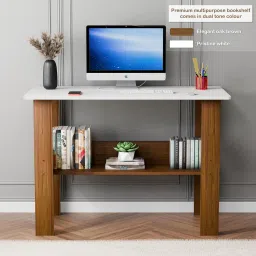 forktail Engineered Wood Computer Desk with One Tier Shelves Laptop Study Engineered Wood Computer Desk image 2