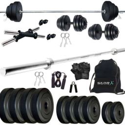 20 kg 20Kg PVC weight with 5ft Straight Rod and Accessories Home Gym Combo-image-50