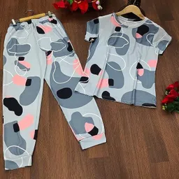 vj fashion Women Night Suit Set Grey Ombre/Dyed-picture-3