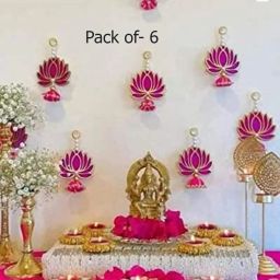 Handmade Lotus wall Decoration, Wall Hanging for PujaDecor Pack of 6-25