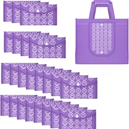 kuber industries Pack of 24 Smile Print Foldable Grocery/Shopping Bags For Women | Purple-picture-25