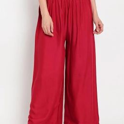 Women Relaxed Maroon Viscose Rayon Trousers-image-97
