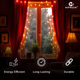 mprow 40 LEDs 11 m Orange Steady String Rice Lights image 3