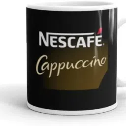 Designed By Nescafe Cappuccino White Glossy Printed Coffee Tea Ceramic Coffee Mug-1