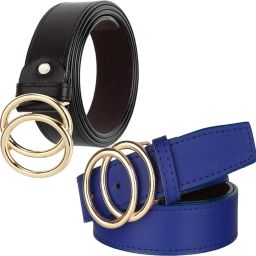 Women Black, Blue Synthetic Belt-image-22