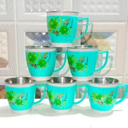 Pack of 6 Stainless Steel, Plastic Evolo Tea Cup Set | Steel Cups | Coffee Cups| | Coffee Mug-image-53