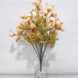 cream glitter roses artificial flowers for decoration| without pot | White Rose Artificial Flower-image-34