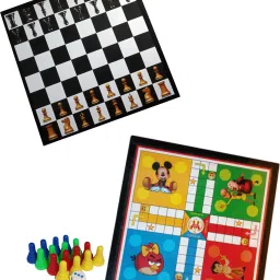 hhs sports Wooden Chess Board, Ludo & Snake Board With 2 Set Ludo & 1 Chessmen coins Set C 30.48 cm Chess Board image 2