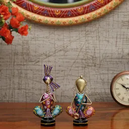 craft tree Metal Handpainted Decorative Musician Couple Showpiece Set of 2 in Multicolor-picture-37