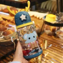 Water Bottle 600 Ml With Sipper For Kids Cute (Unbreakable, Freezer Safe)-24