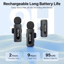 boya BY-V2 2.4 ghz Omnidirectional Wireless Microphone System with 2 Transmitters Microphone image 4