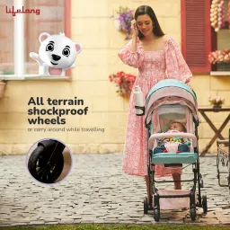 lifelong Cuppy Baby Stroller LLBSTR01 with One Hand Fold, Mosquito Net, Cup Holder Stroller image 4