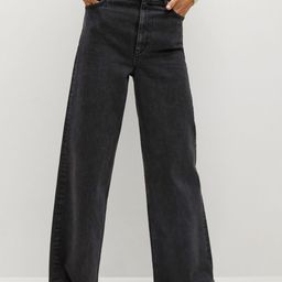 MANGO Women Black Sustainable Wide Leg High-Rise Clean Look Stretchable Jeans-54